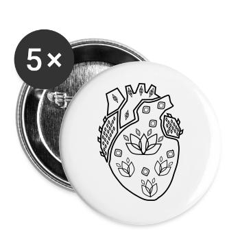 Forme de mon cœur - Noir - Lot de 5 grands badges (56 mm) - blanc - Devant