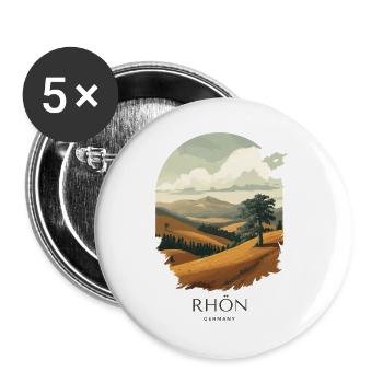 Rhön Vintage Landscape | National Park Style - Buttons groß 56 mm (5er Pack) - Weiß - Vorne