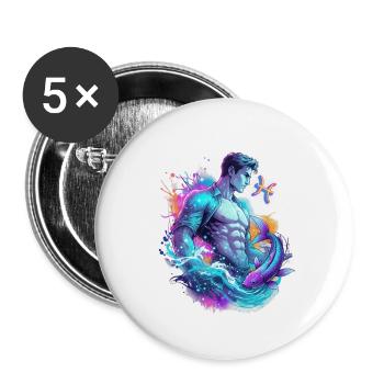 Poissons_Astro_Homme - Lot de 5 grands badges (56 mm) - blanc - Devant