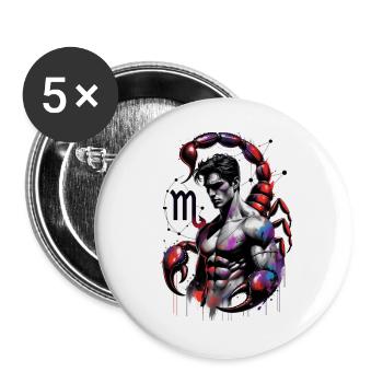 Scorpion_Astro_Homme - Lot de 5 grands badges (56 mm) - blanc - Devant