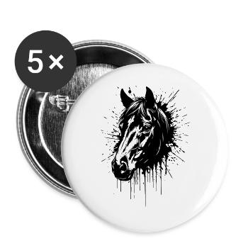 Wild Horse Ink - Tête de Cheval Splash Art - Lot de 5 grands badges (56 mm) - blanc - Devant