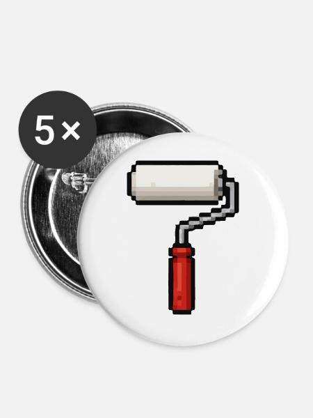 Farbrollen Kunstdesign - Buttons groß 56 mm (5er Pack) - Weiß