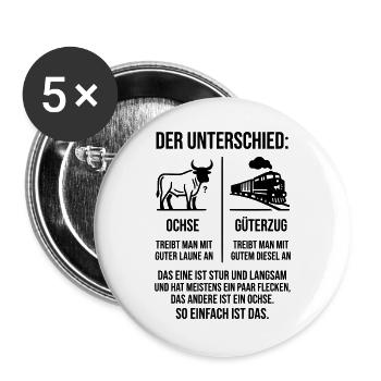 Ochse Güterzug - Buttons groß 56 mm (5er Pack) - Weiß - Vorne