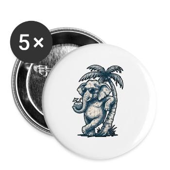 Cool Elefant Eis - Buttons groß 56 mm (5er Pack) - Weiß - Vorne