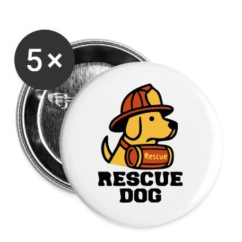 Feuerwehrhund Rescue Dog Logo - Buttons groß 56 mm (5er Pack) - Weiß - Vorne