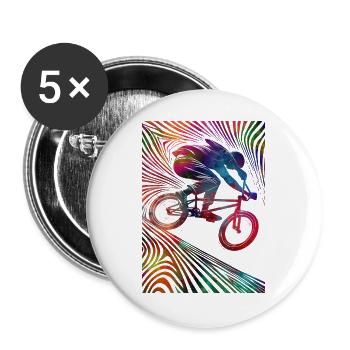 Colorful cyclist in neon explosion - Buttons large 2.2''/56 mm (5-pack) - white - Front