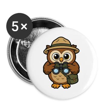 Adventurous owl explorers - Buttons large 2.2''/56 mm (5-pack) - white - Front