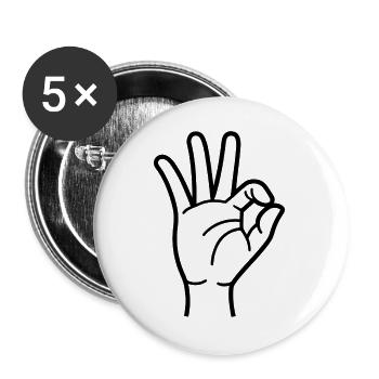 Ok main - Lot de 5 grands badges (56 mm) - blanc - Devant