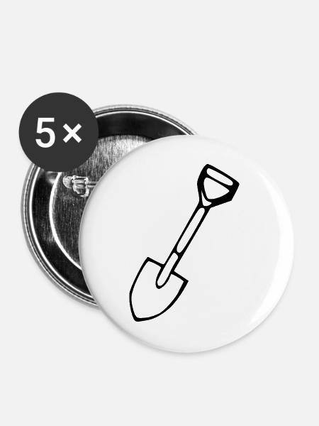Spaten Garten Geschenk Gärtner - Buttons groß 56 mm (5er Pack) - Weiß
