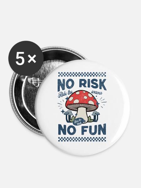 Pilz-Motiv: Ride the waves - Buttons groß 56 mm (5er Pack) - Weiß