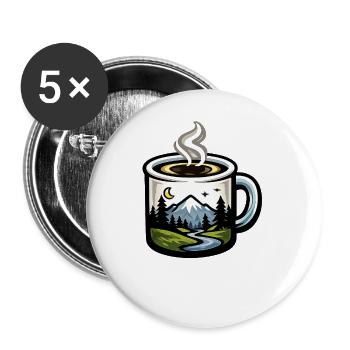 Paysage nocturne dans une tasse à café - Lot de 5 grands badges (56 mm) - blanc - Devant
