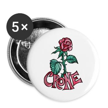 Crone Rose Tattoo - Buttons groß 56 mm (5er Pack) - Weiß - Vorne