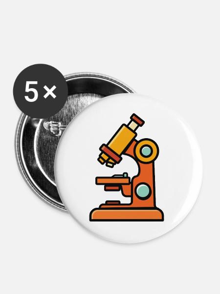 Mikroskop-Illustration fürs Laborabenteuer - Buttons groß 56 mm (5er Pack) - Weiß