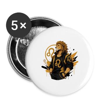 Leo Man – Astrology Gift - Buttons large 2.2''/56 mm (5-pack) - white - Front