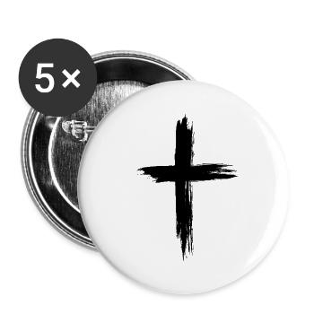 Christen Kreuz - Buttons groß 56 mm (5er Pack) - Weiß - Vorne
