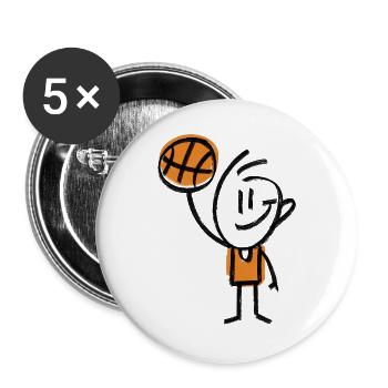Basketball Basketballer - Buttons groß 56 mm (5er Pack) - Weiß - Vorne