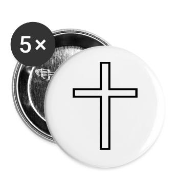 Christen Kreuz - Buttons groß 56 mm (5er Pack) - Weiß - Vorne