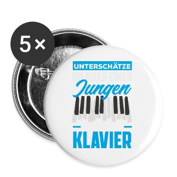 Piano Klavier Musiker Geschenk Geschenkidee - Buttons groß 56 mm (5er Pack) - Weiß - Vorne