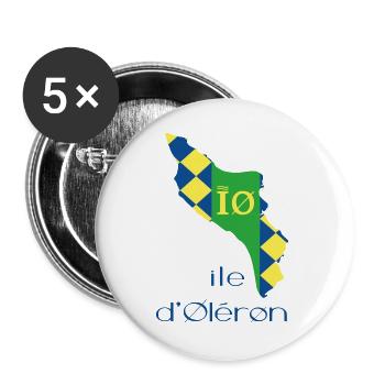 Île d'Oléron Carte Stylisée - Lot de 5 grands badges (56 mm) - blanc - Devant