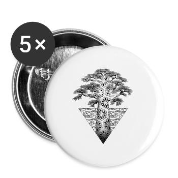 Geometrischer fraktaler Baum auf schwarzem Hintergrund - Buttons groß 56 mm (5er Pack) - Weiß - Vorne