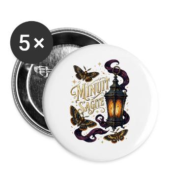 Minuit s'agite: lanterne et papillons - Lot de 5 grands badges (56 mm) - blanc - Devant