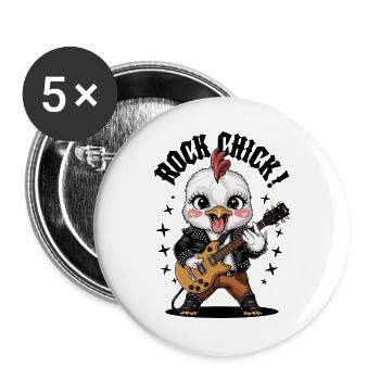 Rock Chick - Buttons large 2.2''/56 mm (5-pack) - white - Front