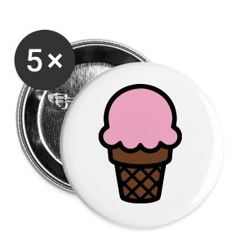 Eiscreme Waffel Icon - Buttons groß 56 mm (5er Pack) - Weiß - Vorne