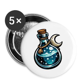 Mondtrank Flaschenzauber - Buttons groß 56 mm (5er Pack) - Weiß - Vorne