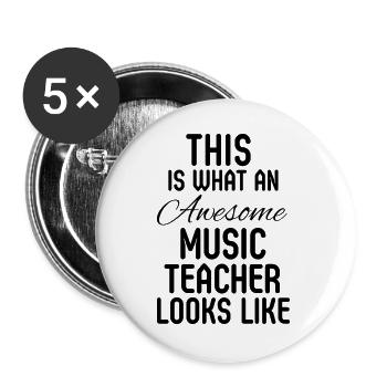 Musiklehrer-Wertschätzung Grundschulgeschenk - Buttons groß 56 mm (5er Pack) - Weiß - Vorne
