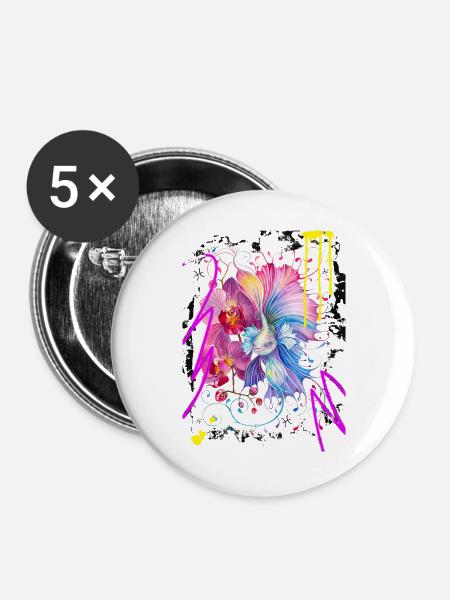 Fische-Frau – Astrologiegeschenk - Buttons groß 56 mm (5er Pack) - Weiß