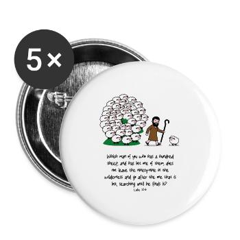 Hirte und Herde: komische Szene - Buttons groß 56 mm (5er Pack) - Weiß - Vorne