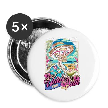Under The Sun Skull Strand Sommer Geschenk - Buttons groß 56 mm (5er Pack) - Weiß - Vorne