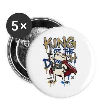 Frog King Ditch D20 RPG Amphibian Knight Art - Buttons large 2.2''/56 mm (5-pack) - white - Front
