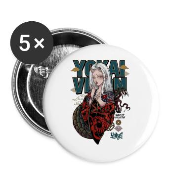 Yokai Serpent Oni Girl Japanese Streetwear Art - Buttons large 2.2''/56 mm (5-pack) - white - Front
