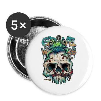 Grave Walkers Frog Skull Graffiti Streetwear Art - Buttons large 2.2''/56 mm (5-pack) - white - Front