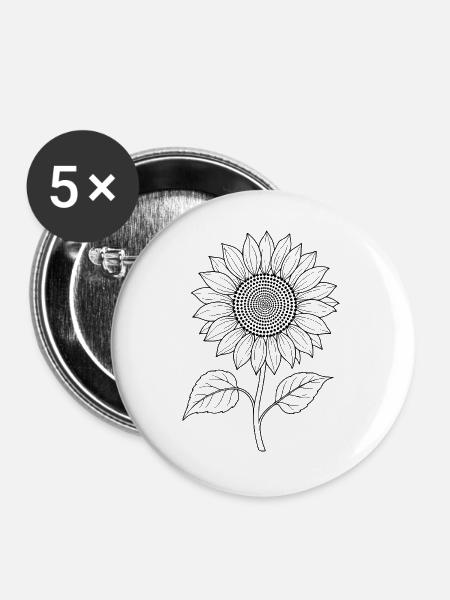 Sonnenblume Boho - Buttons groß 56 mm (5er Pack) - Weiß