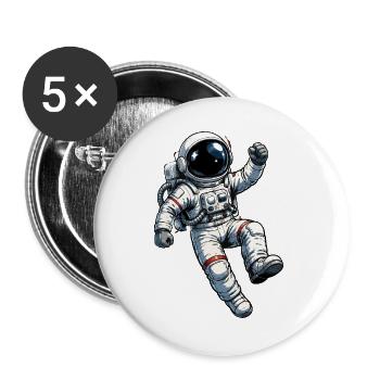 Imprimé de bandes dessinées rétro d’astronautes - Lot de 5 grands badges (56 mm) - blanc - Devant
