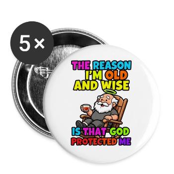 The reason I'm old and wise - Buttons large 2.2''/56 mm (5-pack) - white - Front