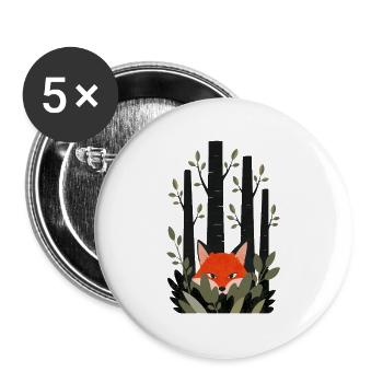 Fox peeping through leaves - Buttons large 2.2''/56 mm (5-pack) - white - Front