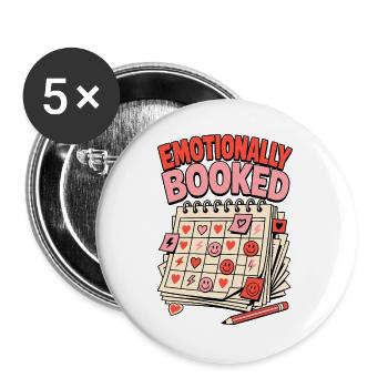 Emotionally Booked – Calendar Chaos - Buttons large 2.2''/56 mm (5-pack) - white - Front