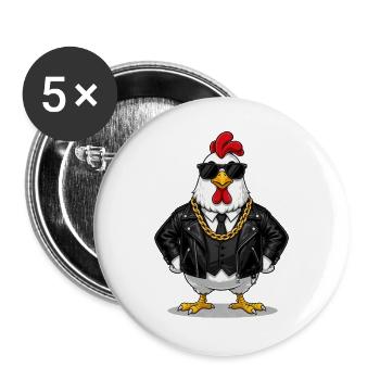 Chicken Mafia Style Cartoon T-Shirt - Buttons large 2.2''/56 mm (5-pack) - white - Front