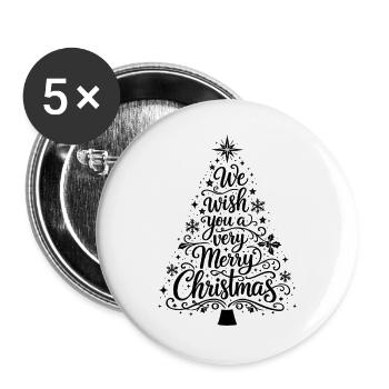 Merry Christmas - Buttons large 2.2''/56 mm (5-pack) - white - Front