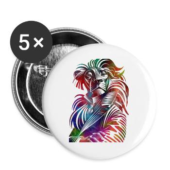 Die Symphonie der Farben des Löwen - Buttons groß 56 mm (5er Pack) - Weiß - Vorne