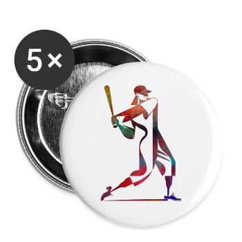 Colored Baseball Player: Dynamic Swing - Buttons large 2.2''/56 mm (5-pack) - white - Front