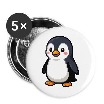 Pixel Penguin: Playful Retro Aesthetic - Buttons large 2.2''/56 mm (5-pack) - white - Front