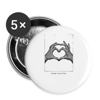 Black and White Heart Hand – Dark Valentine - Buttons large 2.2''/56 mm (5-pack) - white - Front