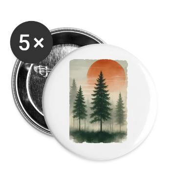 Vintage Forest Sunset Watercolor - Buttons large 2.2''/56 mm (5-pack) - white - Front