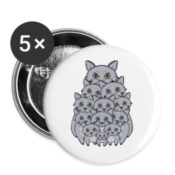 Cute Stacked Cats Tower Funny Grey Kitten Pile - Buttons large 2.2''/56 mm (5-pack) - white - Front