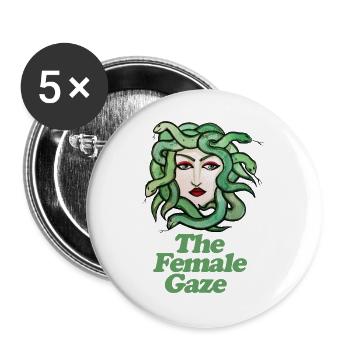 Der weibliche Blick - Buttons groß 56 mm (5er Pack) - Weiß - Vorne