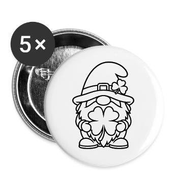 Nain mignon au trèfle porte-bonheur - Lot de 5 grands badges (56 mm) - blanc - Devant